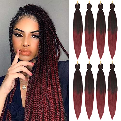 Admutty Pre Stretched Braiding Hair 28inch 8 Packs Synthetic Crochet Braids,Natural Braid Crochet Hair,Professional Soft Yaki Straight Texture(1B/BUG)