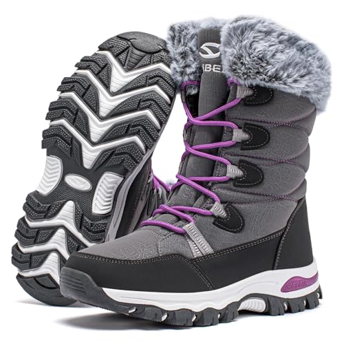 CLYCTIP Warm Gefüttert Winterschuhe Damen Schneestiefel Wasserdicht Outdoor Trekking Wanderschuhe Gr. 37-42 (Grau, Erwachsene, Damen, 40, Numerisch, EU Schuhgrößensystem, M)
