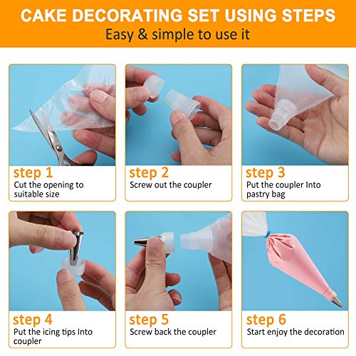 100PCS Piping Bags, Firstake 12 Inch Premium Pastry Bags and Tips Sets, Cake Decorating Supplies Kit, Baking Supplies Cupcake Icing Bags with pastry bag for Baking Cupcake, Cookies and Cake Decorating - Thumbnail 6