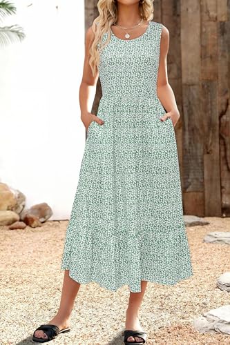 Image of STYLEWORD Womens Summer Casual Short Sleeve Flowy Midi Beach Dress