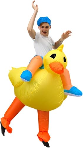 JASHKE Inflatable Duck Costume Adult Ride on Duck Inflatable Suit Funny Blow up Costumes Halloween Christmas Carnival - 3