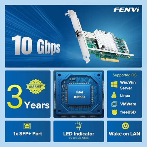 Image of F-R82599PCE PCIe 10G SFP+ Ethernet Adapter, Intel 82599, 1x SFP+ Port, LED Indicators, Works with Windows /Linux /VMware /Freebsd, Standard & Low-Profile Brackets | 3-Year Warranty