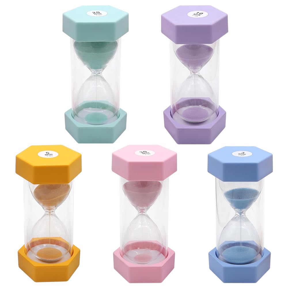 Set 5 Clessidre Bambini - Timer 3/5/10/20/30 Minuti, Colorate, Per Gestione Tempo - Foto 4