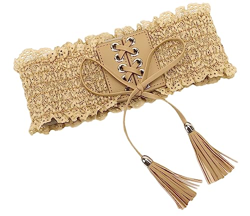 Women Elegant Lace Wide Waist Belts Women Bowknot Tie Corset Female Waist Belt Stretch Elastic Lady Cummerbund Waistband