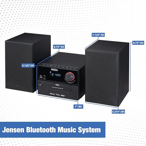 Jensen JBS-500 PROFESSIONAL (JET BLACK) Professional Jbs-500 Modern Bluetooth Wireless Stereo Music System Home Cd Player thumb #1