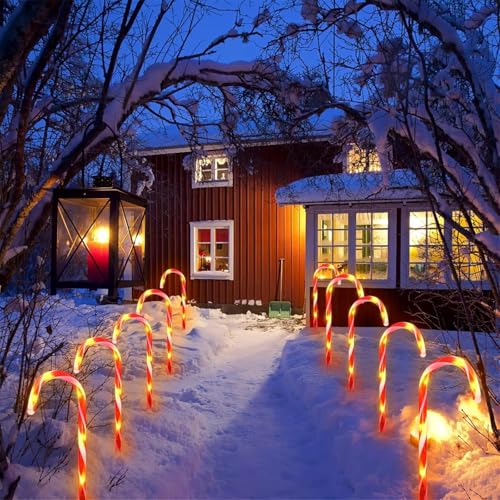 Upgraded 24 Pack Solar Candy Cane Lights Outdoor, Solar Christmas Lights Outdoor Waterproof with 8 Modes, Xmas Pathway Candy Cane Christmas Decorations Outside for Garden Lawn Yard Party by KAQ - Image 4