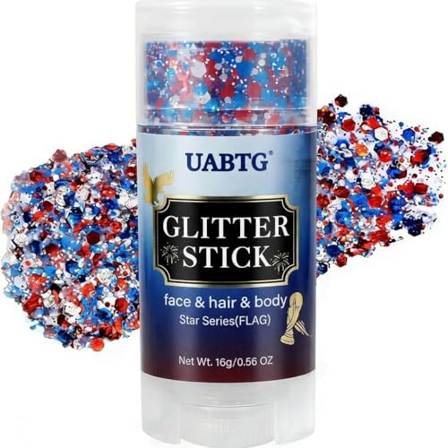 Red White Blue Glitter Stick for Face Body Hair - Patriotic Glitt...