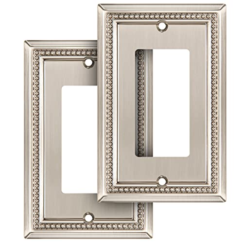 Image of Henne Bery Sunken Pearls Heavy Duty Decorative Wall Plate Switch Plate Outlet Cover (Single Decorator, 2 Pack, Satin Nickel)