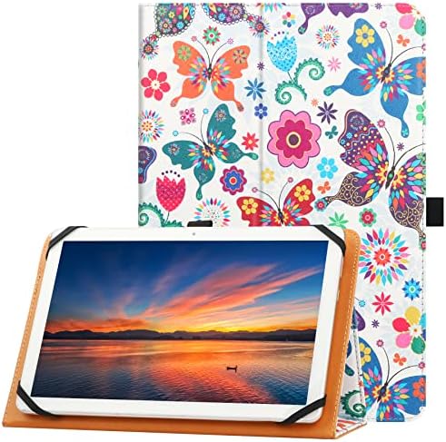 HGWALP Universal Case for 9inch 10inch Tablet,Stand Folio Universal Tablet Case Protective Cover for 9" 10.1" Touchscreen Tablet, with Adjustable Fixing Silicon Band and hand strap-Black