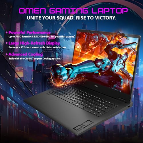 HP OMEN Ryzen 9 5060 Gaming Laptop, 17.3″ FHD IPS 144Hz, AMD Ryzen AI 9 365, RTX 5060, 16GB DDR5 RAM, 1TB SSD, RGB Backlit KB, Low Blue Light, Bundle with Thunderobot 7 in-1 USB-C Hub - Image 3