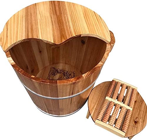 Spa para pies de madera con tapa y masajeador 40 cm