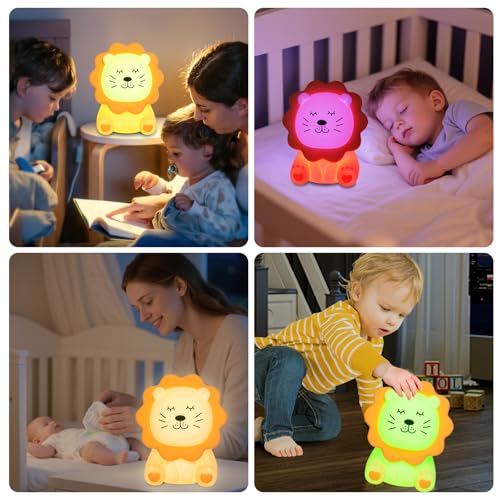 Kids Night Light Lion Nightlight for Toddler Boys Girls 7 Color Dimmable Nursery Lights Bedside Rechargeable Lamp, Silicone Squishy Baby Kids Touch Anti-glare Lamp Bedroom Jungle Animal Night Light - Cosy Home Interiors Kids Night Light Lion Nightlight for Toddler Boys Girls 7 Color Dimmable Nursery Lights Bedside Rechargeable Lamp, Silicone Squishy Baby Kids Touch Anti-glare Lamp Bedroom Jungle Animal Night Light - Image 5