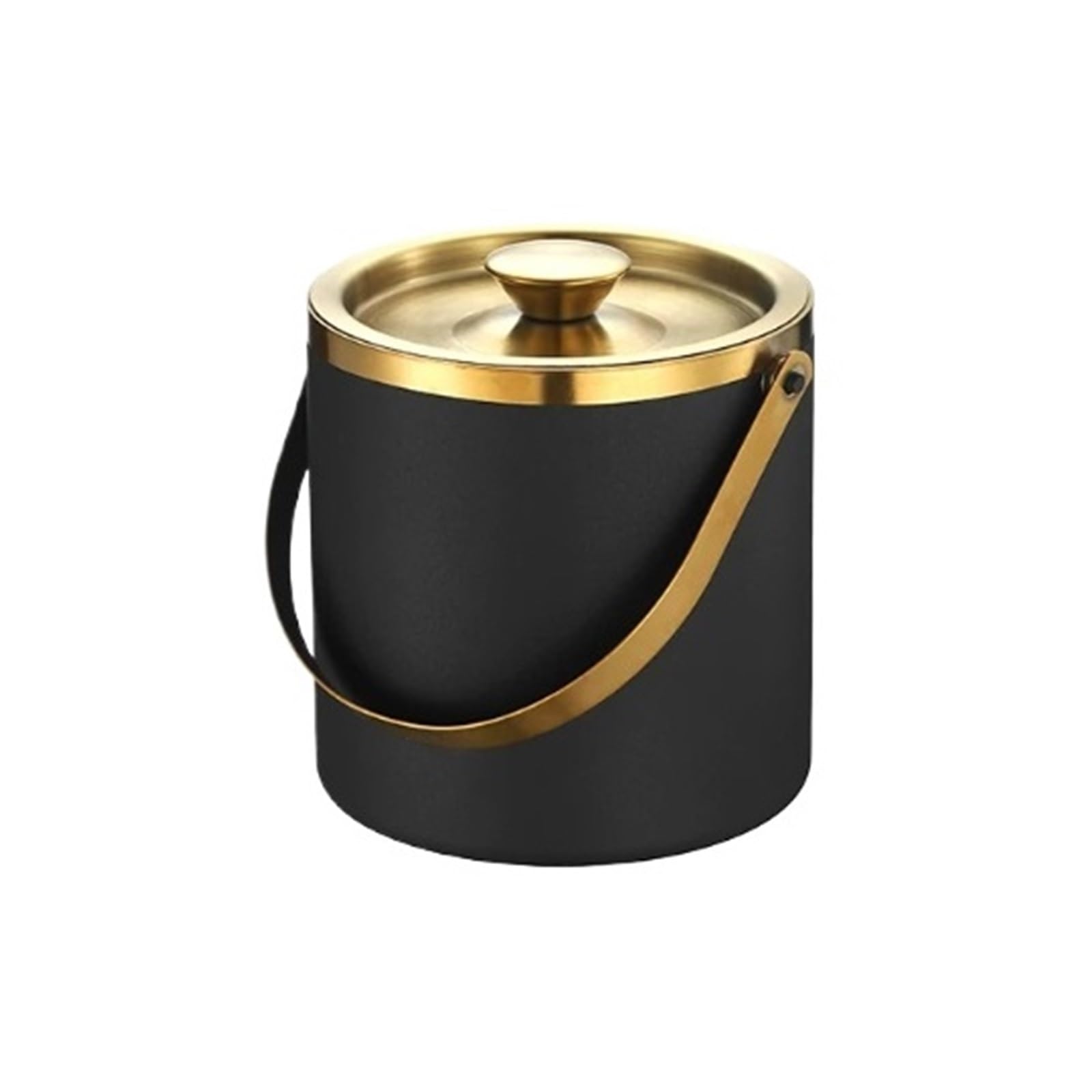 zhangrui1888 Ice Bucket Stainless Steel Double Walled Ice Bucket Suitable for Indoor Ice & Beverage Bucket(Black,Small)