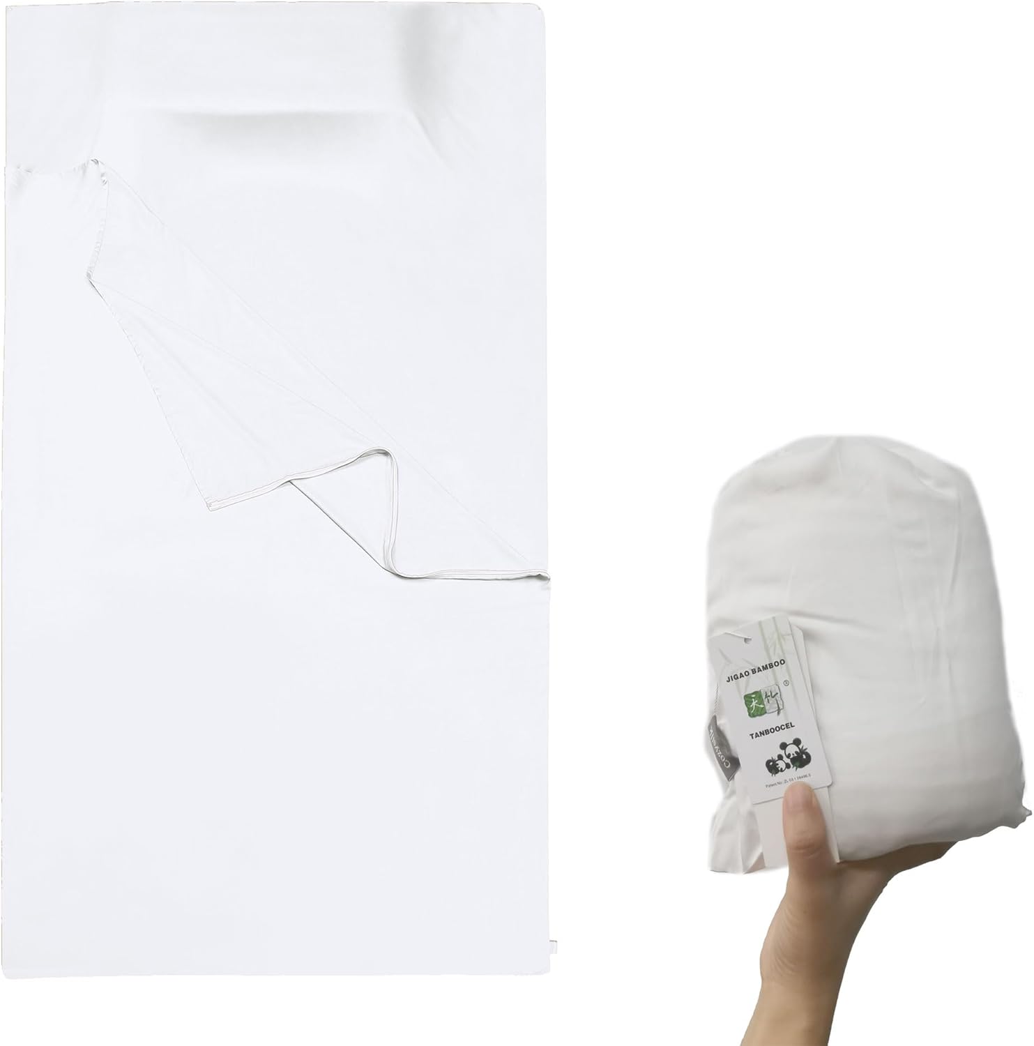 100% Viscose Derived from Bamboo Travel Sheet - Travel Bedding for Hotel Stays - Soft Comfortable Roomy Lightweight Zipper Sleep Sheet, Sack, Liner (White)