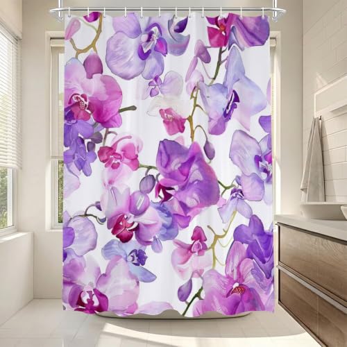 Rideau douche imperméable violet 180x220cm lavable en machine - 5