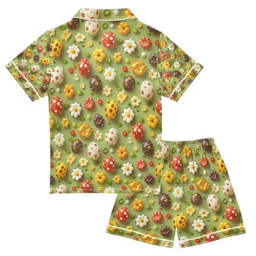 senya Watercolor Yellow Flower Egg Satin Summer Pajama Sets Silk Short Sleeve Button Down Sleepwear2