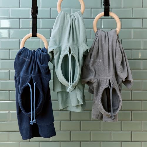 TOM TAILOR Surf Poncho für Damen und Herren, L-XL, 100% Baumwolle/ Frottier, Badeponcho mit Kapuze, Bauchtasche und Logostickerei, Blau (Dark Navy)