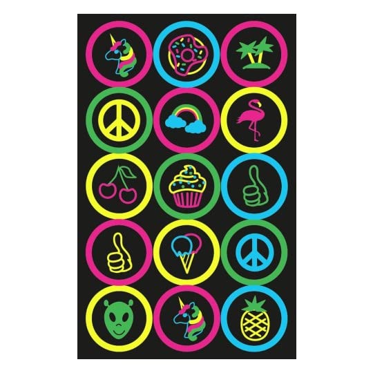 Pegatinas adhesivas neón para decorar con 6 fantasías coloridas 3