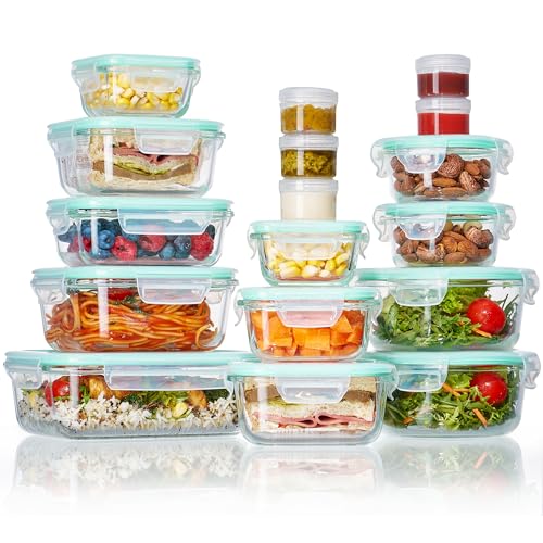 Vtopmart 12pcs Glass Food Storage with 5pcs Plastic Containers Green