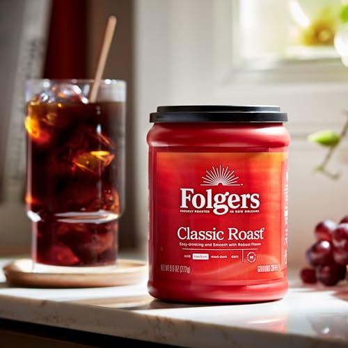 Image of Folgers Classic Roast Medium Roast Ground Coffee, 9.6 Ounce (Pack of 2)