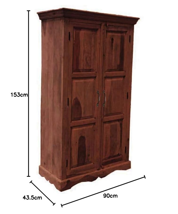 Image of APRODZ Mojo Sheesham Wood Two Door Wardrobe (Sheesham Wood - Walnut)