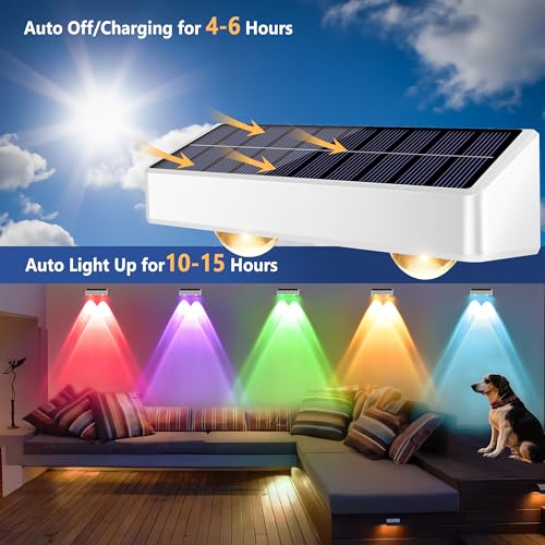 Image of Brizled 12 Pack Outdoor Solar Fence Lights, 11 Modes & 9 Colors Color Changing Fence Solar Lights Waterproof IP65, 100 Lumens Landscape Deck Outdoor Lighting for Backyard Railing Wall Fence Poolside