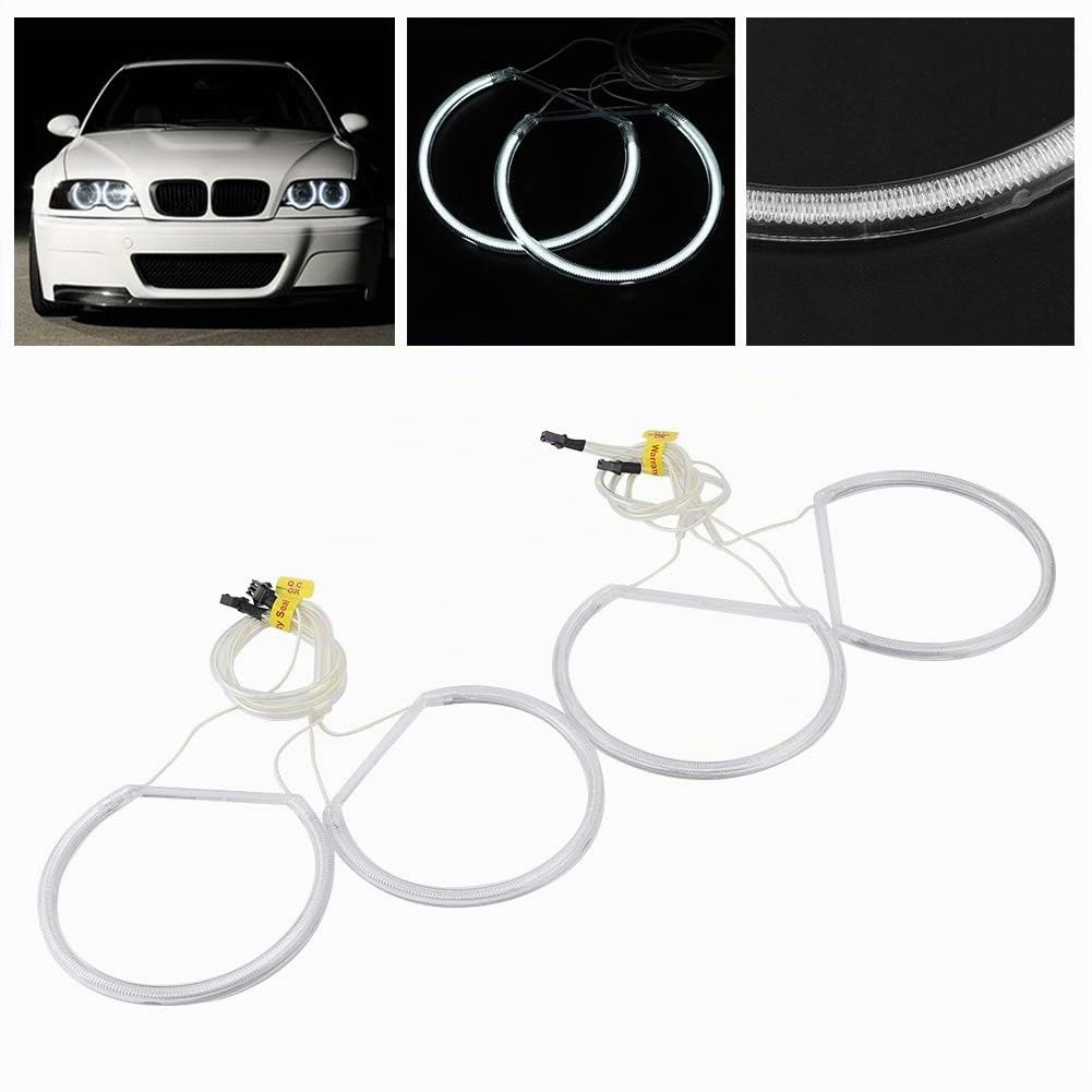 Akozon Anillos de halo de ojos de ángel CCFL Luz de alto brillo Ojos de ángel Ojos de ángel E46 acrílico ABS para sedán convertible E46 Coupe
