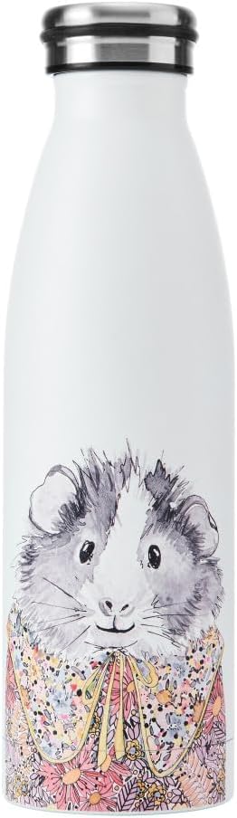 MIKASA Tipperleyhill Double-Walled Stainless Steel Bottle, 500ml Vacuum-Insulated Drinks Bottle Keeps Drinks Cold and Hot, BPA-Free Stainless Steel Hydration Bottle with Guinea Pig Print