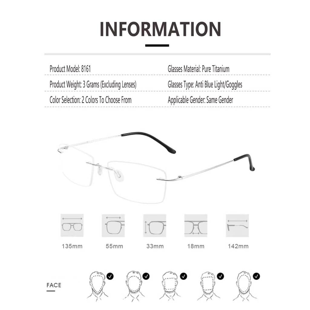 WZX Gafas de Lectura de vanguardia sin Marco Gafas de Lectura antifatiga ultraligeras Gafas de computadora Gafas de Lectura para Ancianos sin Marco para Hombre Luz Anti-Azul multifocal