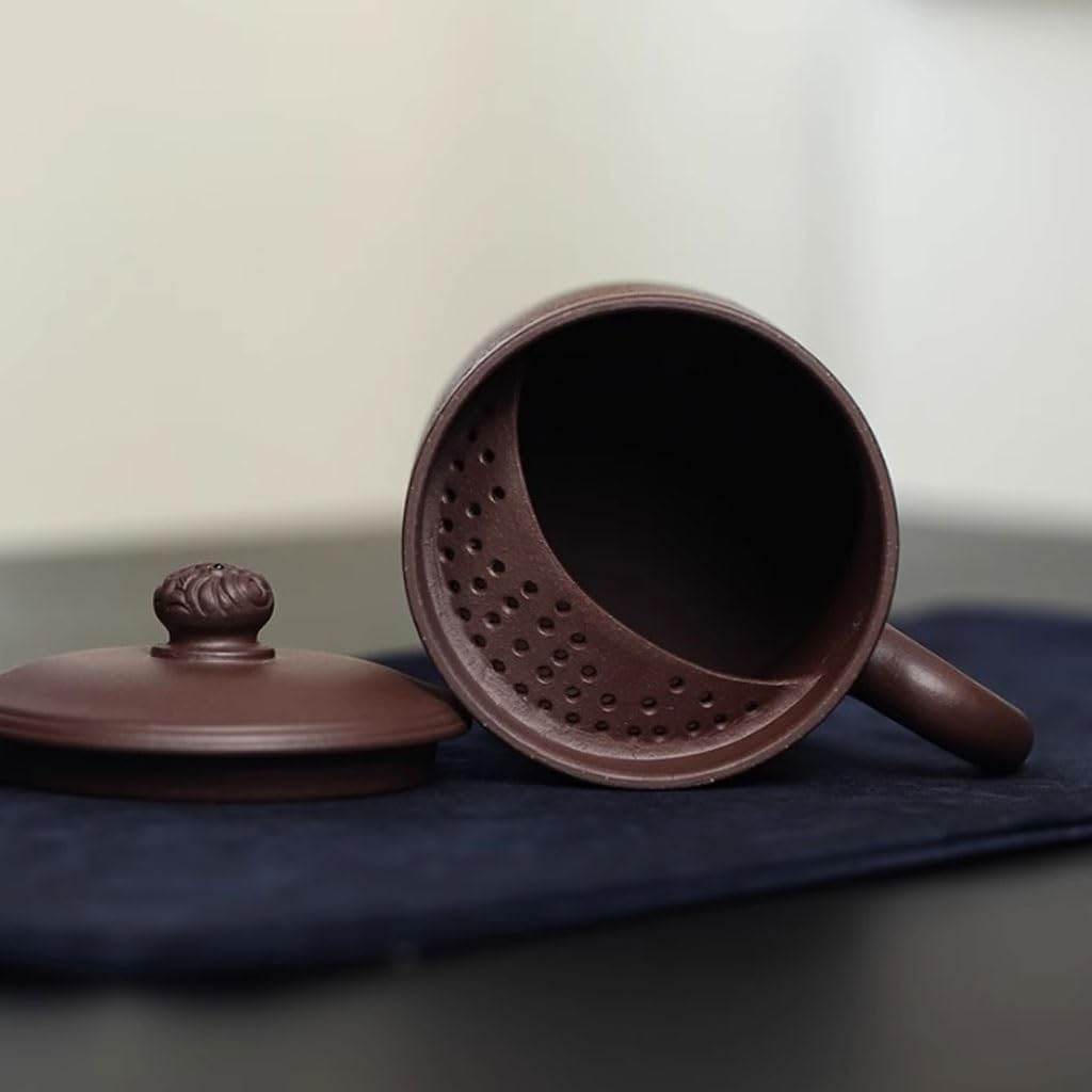 Matcha Filiżanki Zestaw Do Zaparzania Herbaty Komora Fioletowy Kubek Gliniany Duża Pojemność Pokrywka Separacyjna Herbaty Kubek Kubek Do Herbaty Zestaw Do Herbaty Kubek Zaparzacz