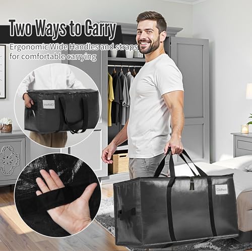 Image of BAGAIL Heavy Duty Moving Bags with Strong Handle, Extra Large Moving Boxes, Storage Tote for Clothes, College Moving Supplies(Black, 8 Pack)