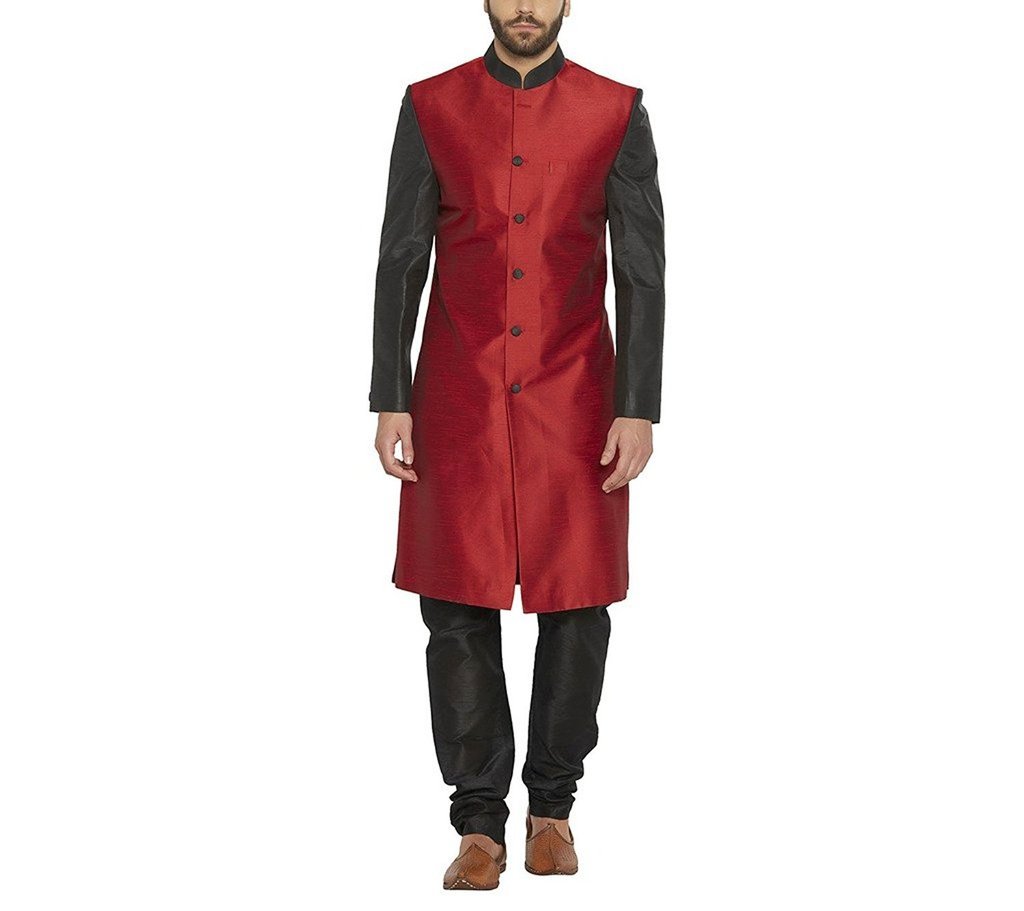 Sherwani bandhgala granate largo Royal Hombre traje ceremonial 5