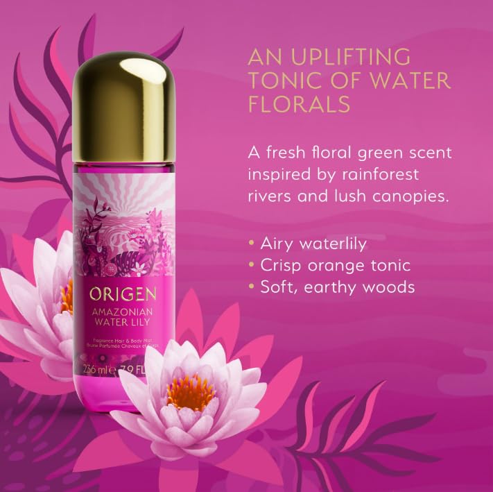O~ rigen Water Lily Hair and Body Mist for Women, 7.9 oz – Fresh Floral Citrus Fragrance with Orange Tonic and Guaiac Wood - Image 3