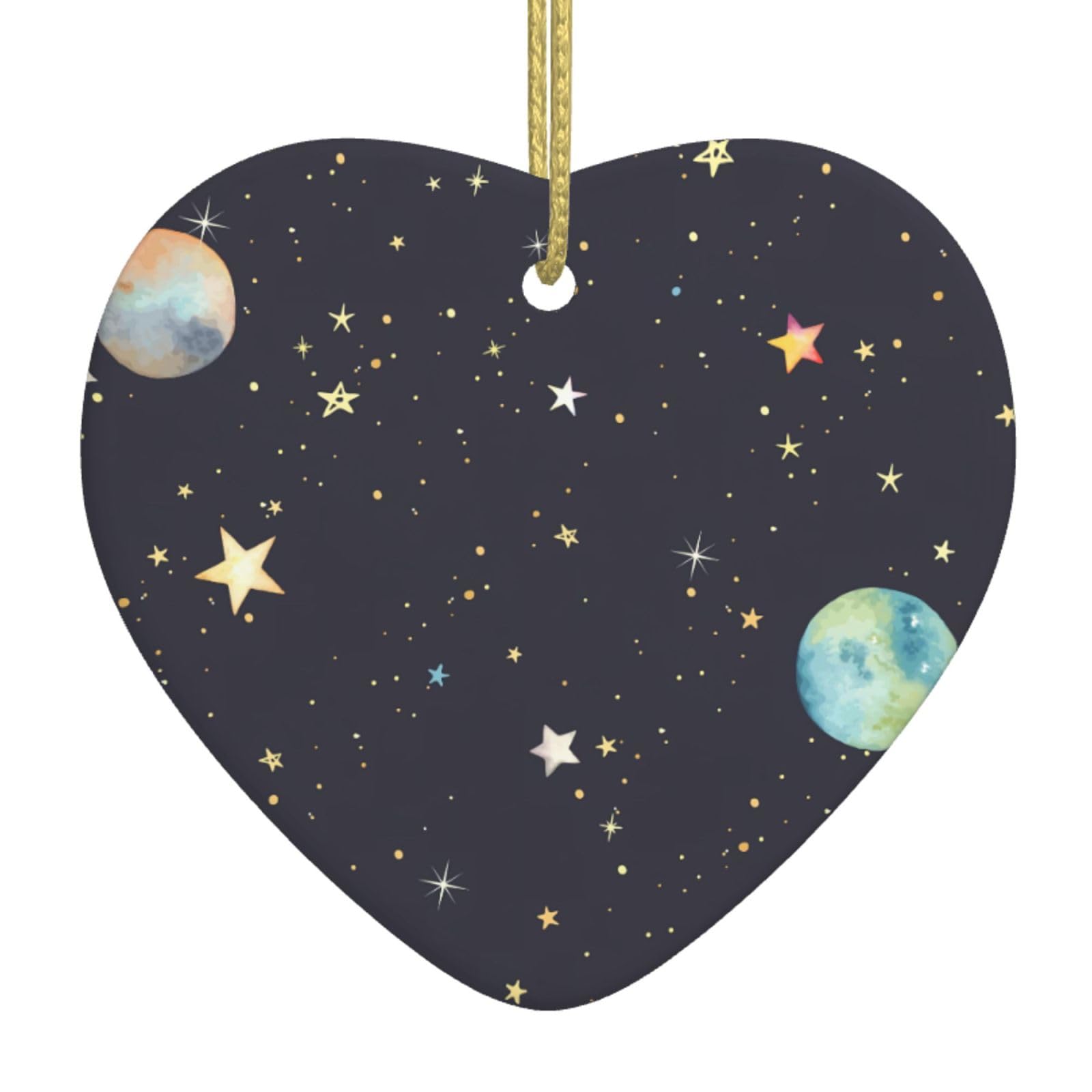 Nbtghga White Galaxy.. Print Christmas Ornaments, Ceramic Hanging Ornament, Xmas Tree Decoration, Holiday Home Decor