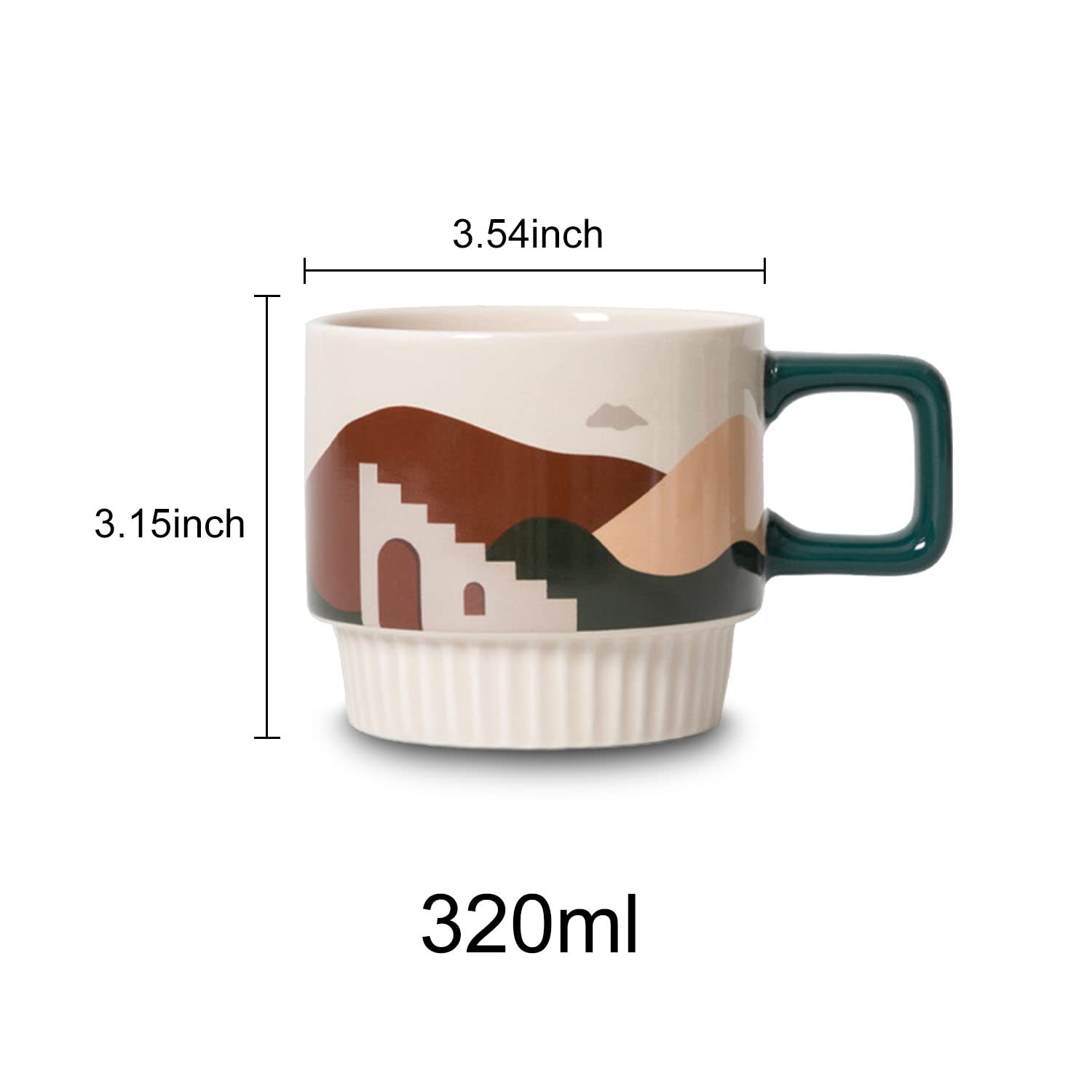 Tazas de café de porcelana con asa, juego de 4, 12 onzas