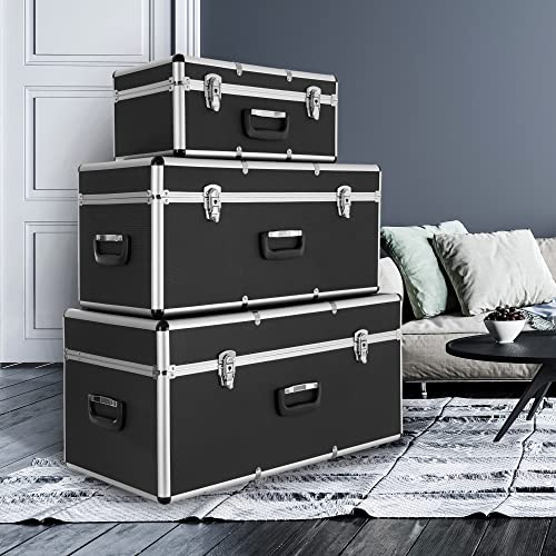 Arebos set van 3 transportkoffers | aluminium | 200 L totaal volume | afsluitbaar | incl. draagriemen | waterdicht | transportkisten | draagbare transportkoffer - Afbeelding 3