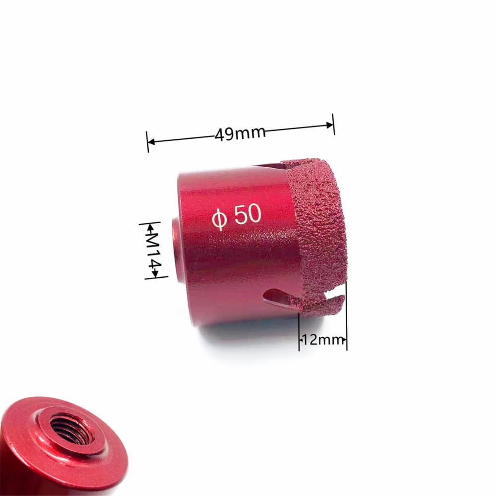 Wiertło rdzeniowe diamentowe, Wiertło diamentowe do lutowania twardego Ząb piorunowy M10 / M14 20-68 mm Sucha płytka Granit Marmur(50MM)