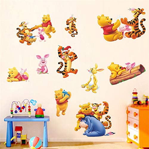 Image of Winnie The Pooh Sticker Children's Cartoon Bedroom Background Wall Decoration Self-Adhesive Wall Sticker PVC