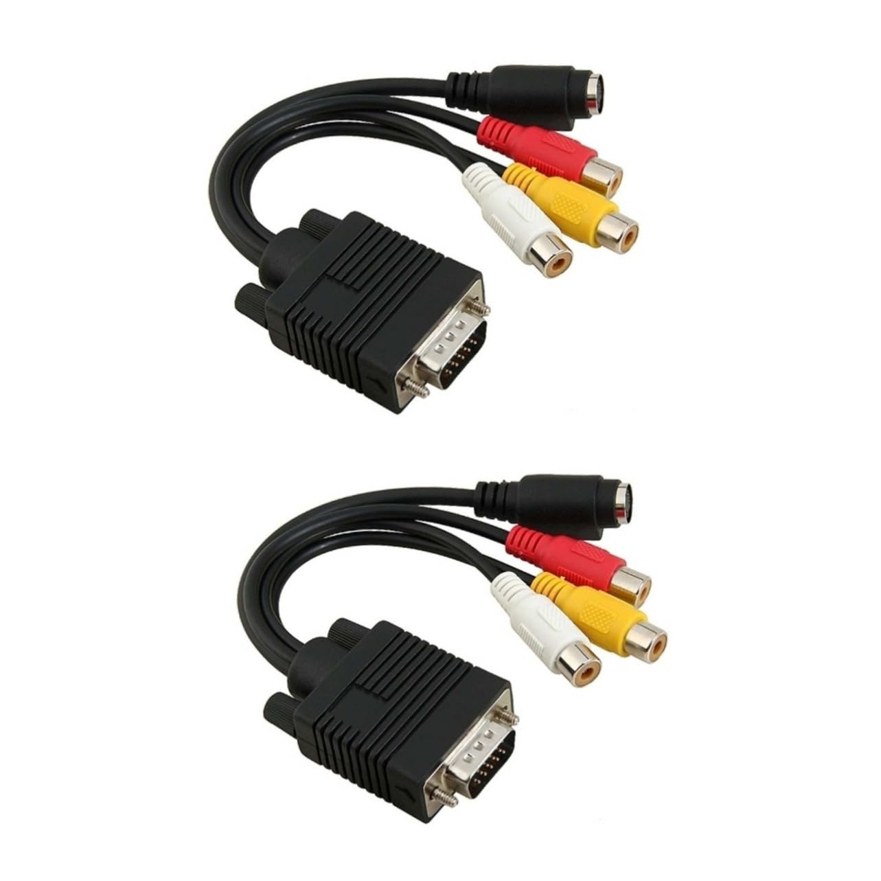 TINEASUR 2pcs Computer Cable Adapters Vga to S-Video Cable Svga to Component Converter 20cm Pure PVC for Tv Output