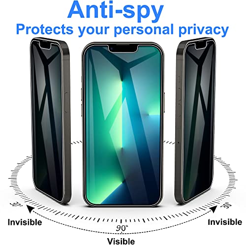 Image of 4youquality Privacy Screen Protector for iPhone 16e, iPhone 14, iPhone 13 & 13 Pro (6.1-Inch), Anti Spy Tempered Glass Film, 2-Pack, [LifetimeSupport][Anti-Spy][Impact-Resistant][Anti-Scratch]