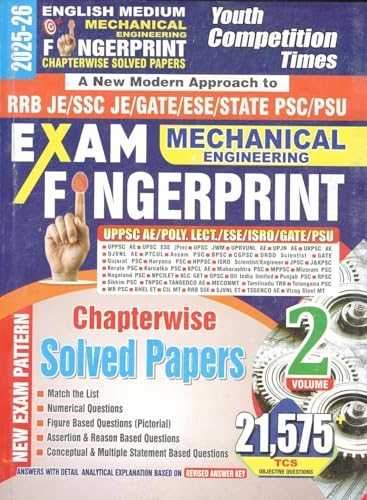 Image of Youth - Mechanical Engineering Exam Fingerprint Volume 2 - Chapterwise Solved Papers - 21575+ TCS Objective Questions - English Medium - New Edition