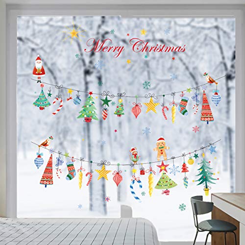 ufengke Christmas Hanging Ornaments Wall Stickers Santa Claus DIY Window Clings Decal for Showcase Home Decor Merry Christmas Decoration
