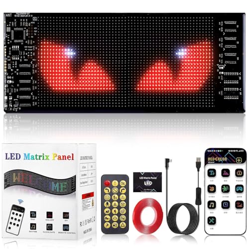 Image of UBH Devil Eyes for Cars, 2.8 * 6.8 inch /70 * 173mm DIY Car Dynamic LED Smart Colorful Eye Lamp, Programmable Flexible Car Window Display Screen Panel, Soft Screen with Smart APP Control