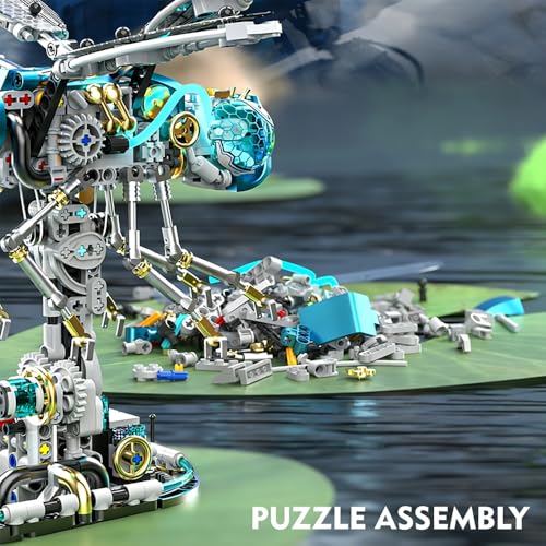 Image of SKY LINE OCEAN Mechanical Dragonfly Building Set with Light - 866+ PCS Steampunk Insect Model with Hand-Crank Base, LED Display STEM Construction Kit, Compatible Bricks Collectible Gift for Ages 14+