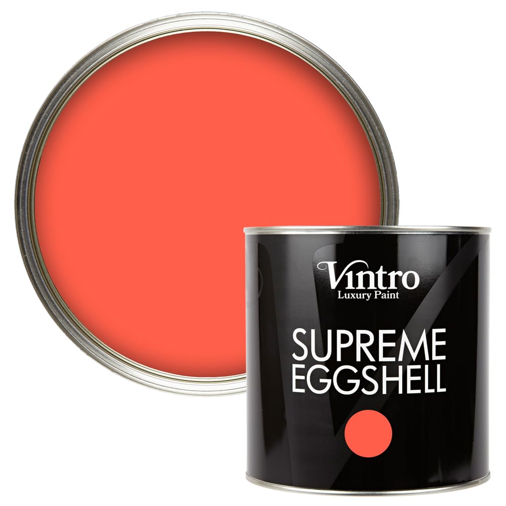 B&Q -  Paint Coral Red Eggshell For Walls Wood Trim Satin Furniture Paint Interior & Exterior 2.5L (Matisse Coral)