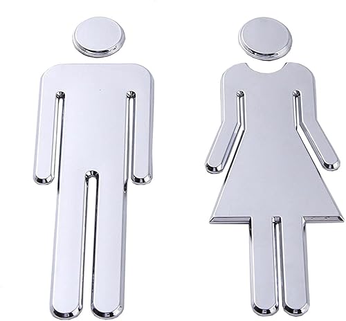 2 unids1 juego de señales de baño para hombre y mujer, adhesivo con respaldo de símbolo de inodoro, signo de puerta de inodoro para distinguir disponible en Yaxa Venezuela