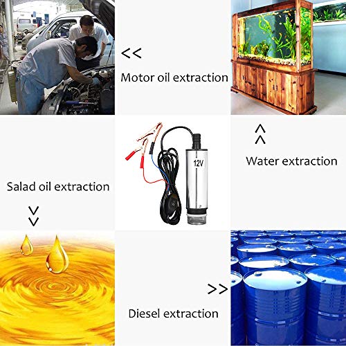 KKmoon Bomba Submersível DC 12V/24V para Bombeamento de Óleo Diesel Água 51mm Óleo de Água Bomba de