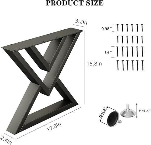 Miniatura 2 de Patas de mesa de centro de 16 pulgadas, patas de escritorio de metal en forma de diamante, color negro, base de silla de banco moderna industrial,
