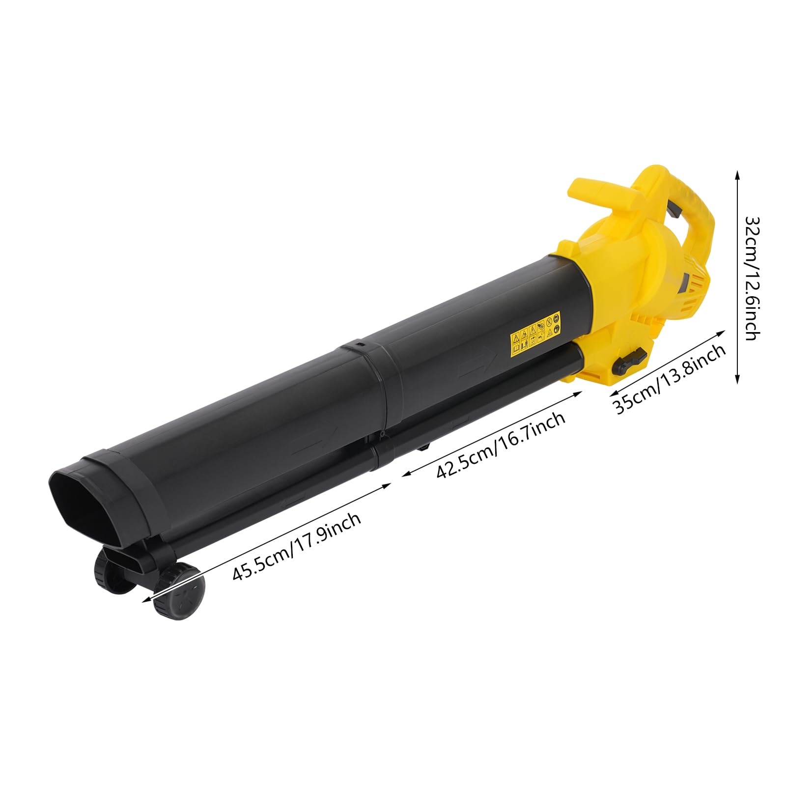 Aspirapolvere elettrico da 3000 W, 2 in 1, con trituratore e sacco da 35 l, potente ventilatore per foglie, 270 km/h, per giardino, cortile e terrazza, con ruote, tracolla e spina europea (max