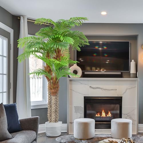 Image of ANTING Artificial Palm Trees for Outdoors- 7.5ft Tall Triple Tropical Palm Artificial Tree, UV Resistant Fake Palm Plant for Patio Pool Garden, Home Indoor Aesthetic Decor